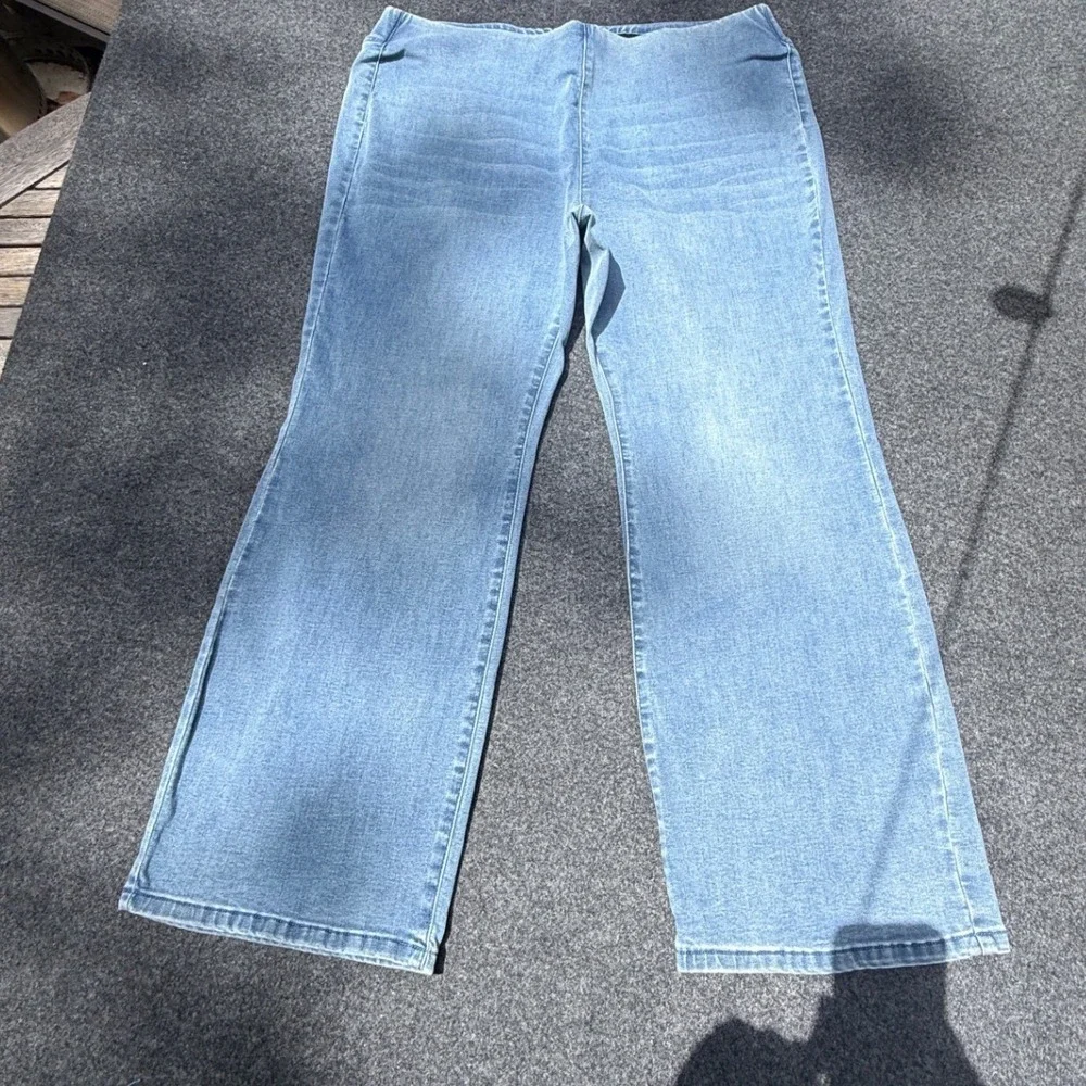 Soft Surroundings Jeans Womens 18W Light Blue Pull On High Rise Wide Leg Stretch - Picture 8 of 11